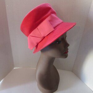 1960 Era Vintage Bucket Hat Bright Fuchsia Velveteen